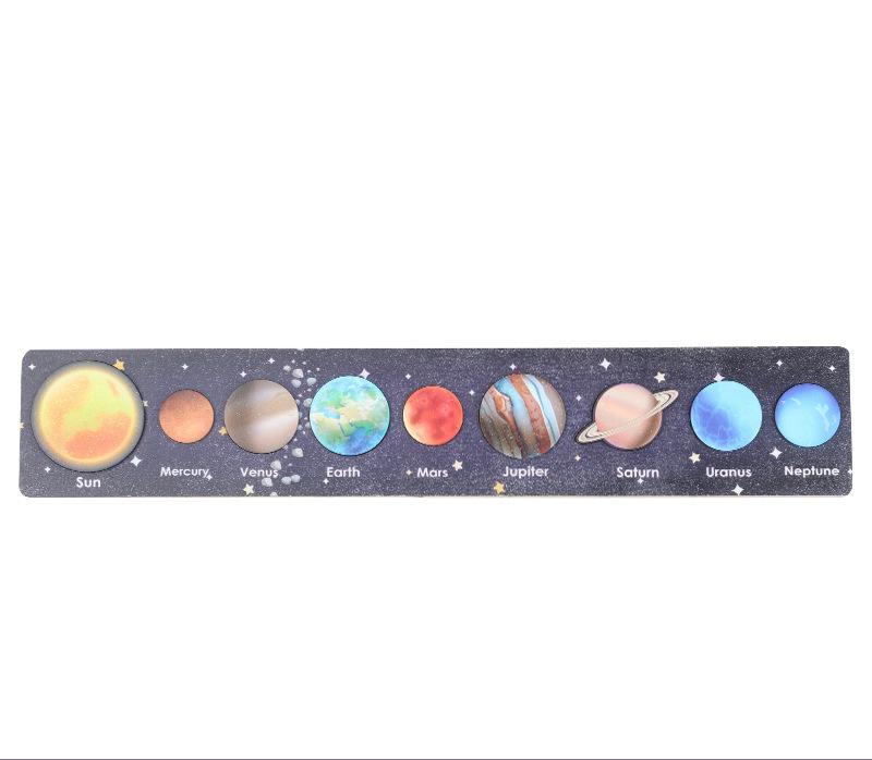 Children Wooden Space Planet Puzzles Montessori Toys Planet Matching Game Jigsaw Tray Universe Solar System Science Learning Toy
