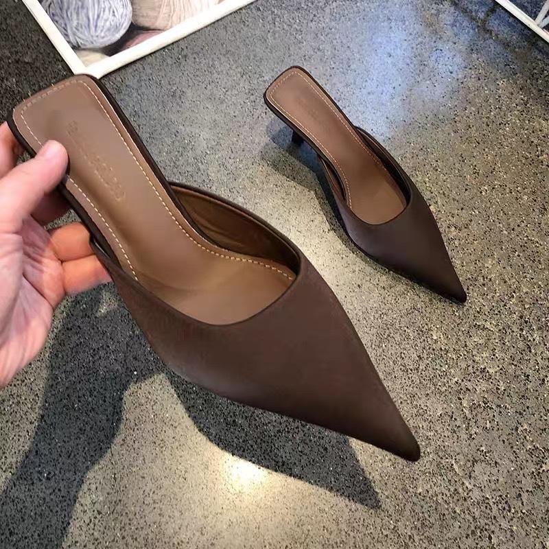 Fashion 2025 Summer Women Cover Toe Mules Slippers Fashion Shallow Singbacks Slide Ladies Casual Slip On Shoes