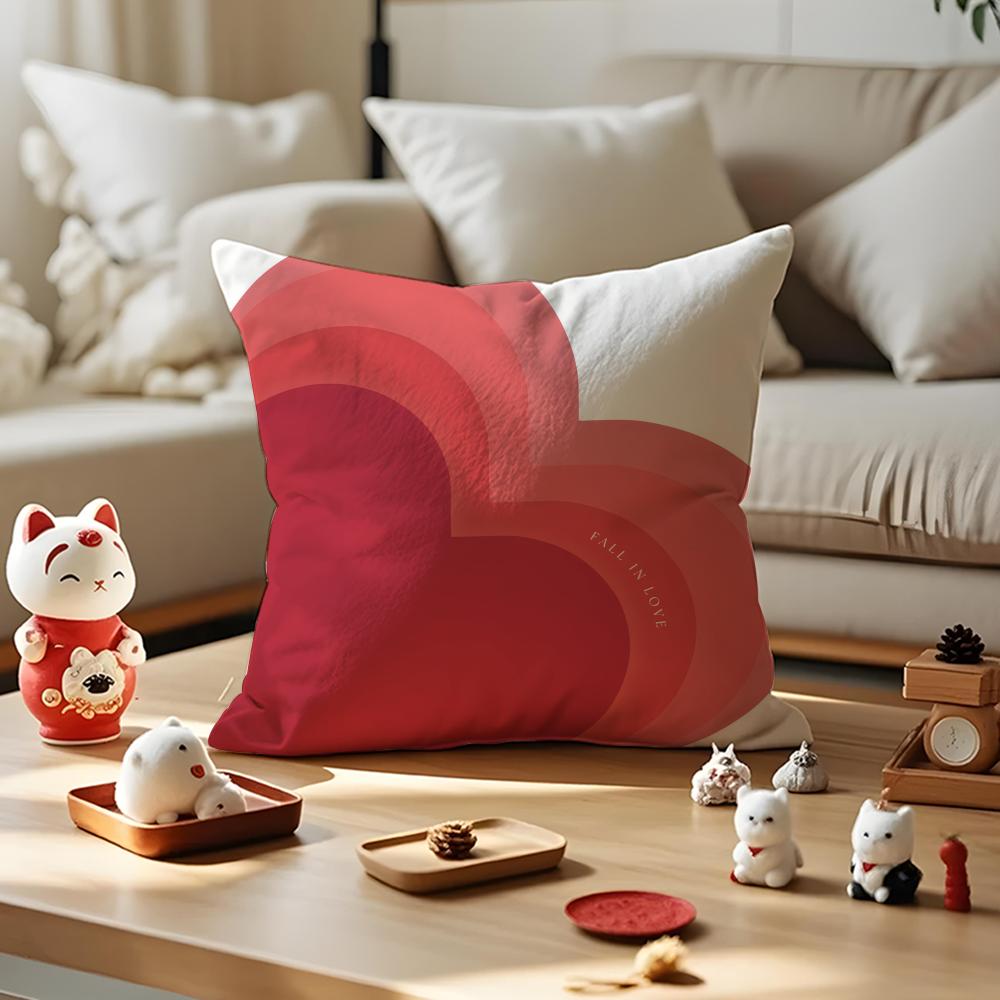 

Red heart Cushion Cover Silky Short Plush with Invisible Zipper Dustproof Sofa Pillow Case for Home Decor 40x40cm 16x16in