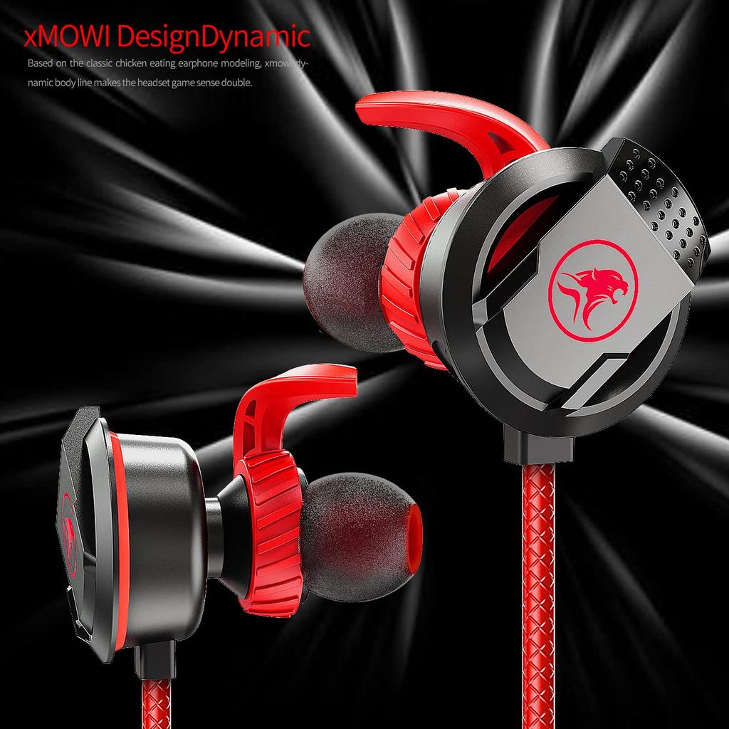 Hobbyant RX3 3.5mm Wired Gaming Earphones with Microphone, Earphone Headphones, Noise Reduction Headset - Color: Red