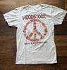 Women’s Woodstock T-Shirt White Spell-Out XS 60s Music Hippie BOHO Festival NY