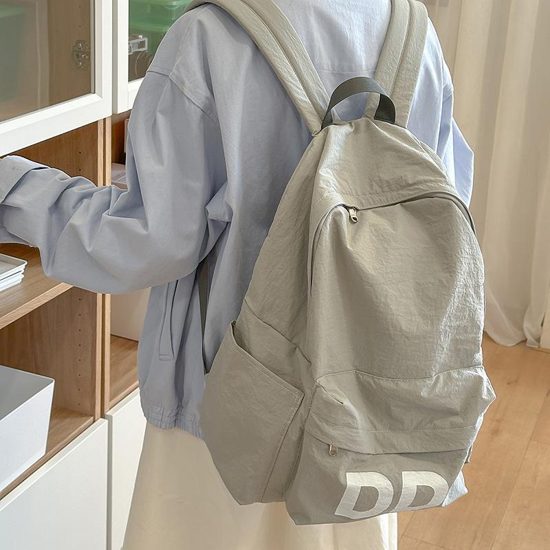 Lazy wind small fresh literary letter student schoolbag  cross-border new learning light large capacity backpack серый