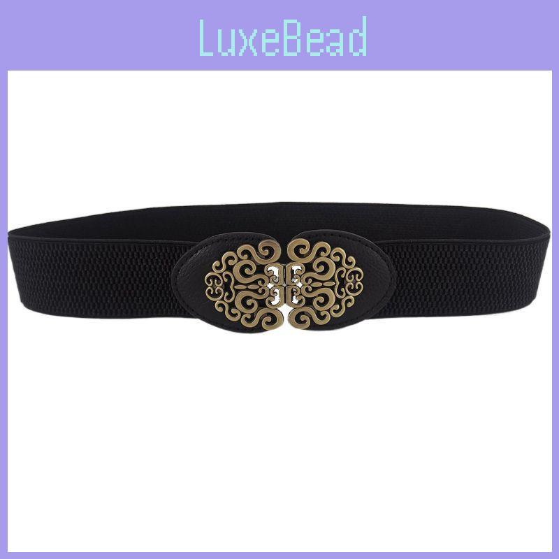 Vintage Floral Black Waist Belt For Women Stylish Elastic Cinched Accessory For Dresses