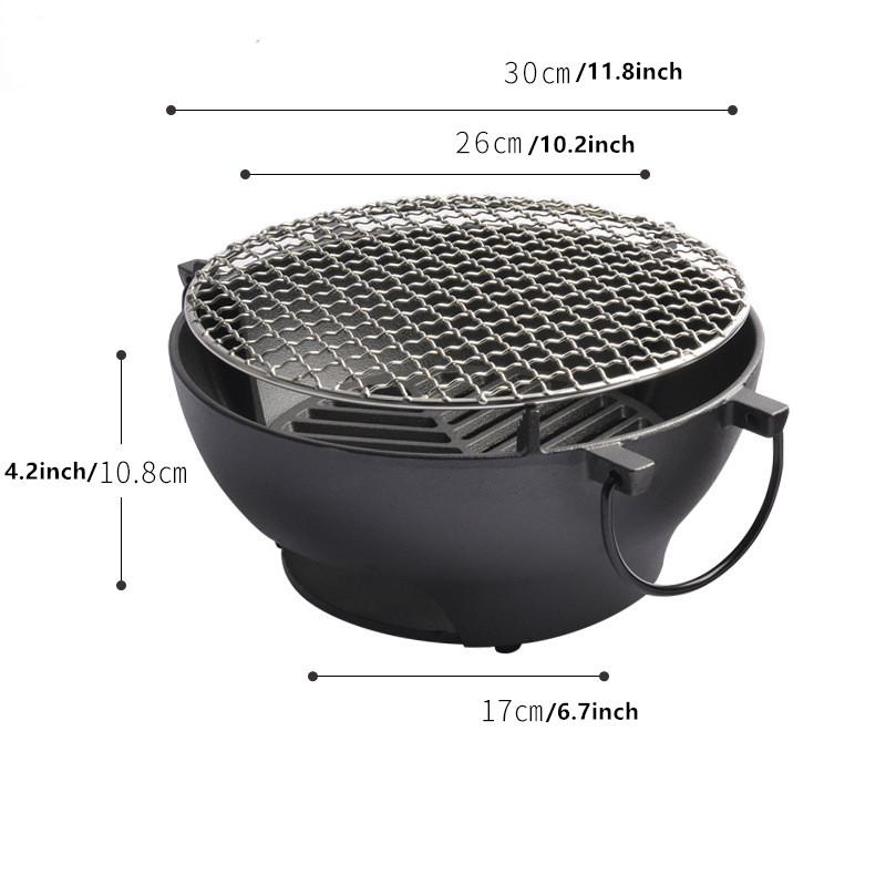 

Cast Iron Hibachi Grill Round Small Portable Korean Style Charcoal Barbecue Grill for Outdoor Tabletop Camping BBQ Make tea 10
