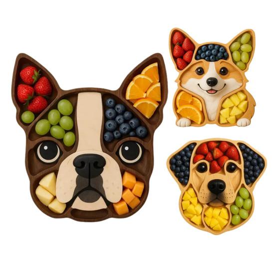 Dog Themed Charcuterie Platter Dog Shape Rustic Cheese Board Wooden Serving Tray for Party Treats Fruits Meats Snacks Housewarming Gift