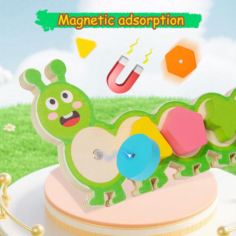 Montessori Magnetic Caterpillar Puzzles Children's Toy Color Shape Matching Logical Thinking Training Puzzle Board Game For Kids