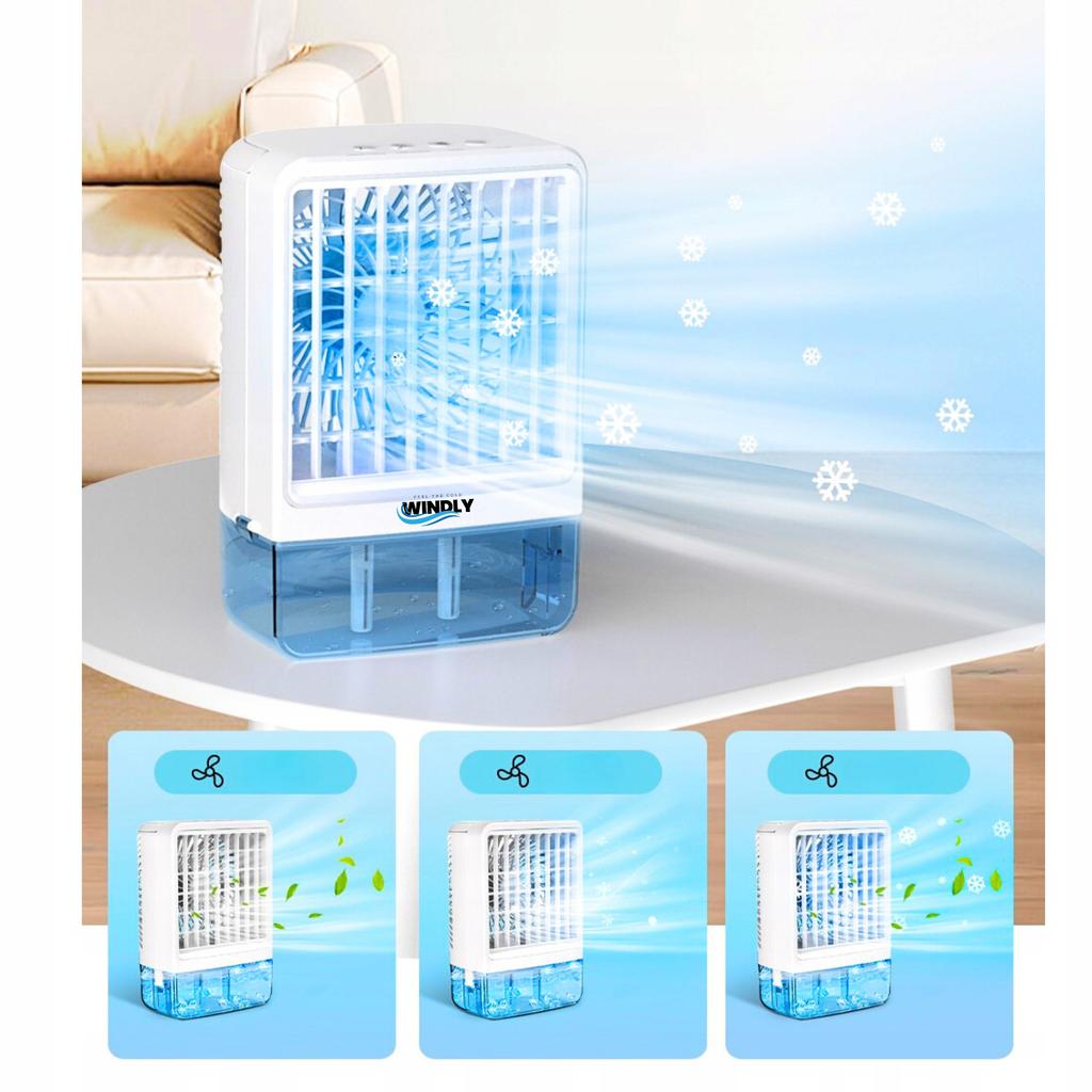 Mini Air Conditioner Desk Fan Quiet Water Cooler 800Ml Led