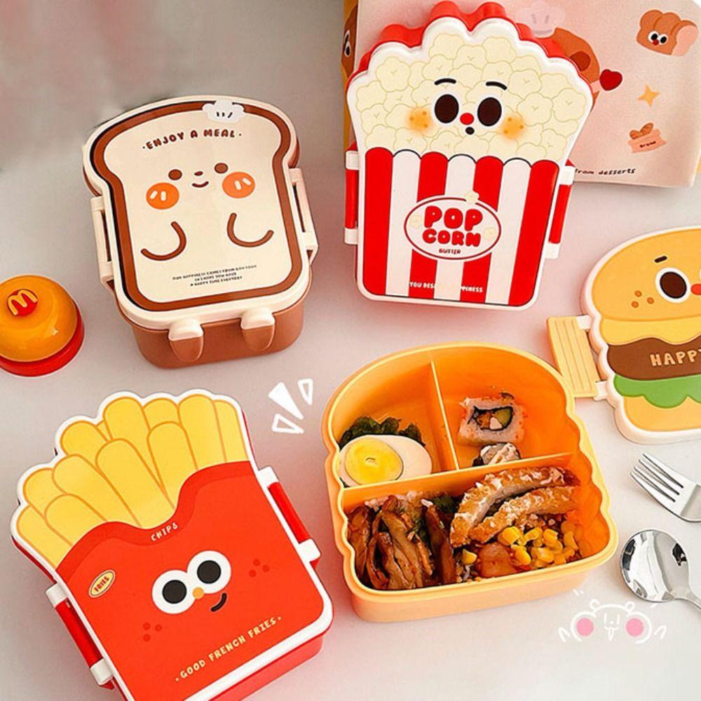 Microwaveable Student Lunch Boxes with Tableware Food Storage Container Hamburger Lunch Box  Worker