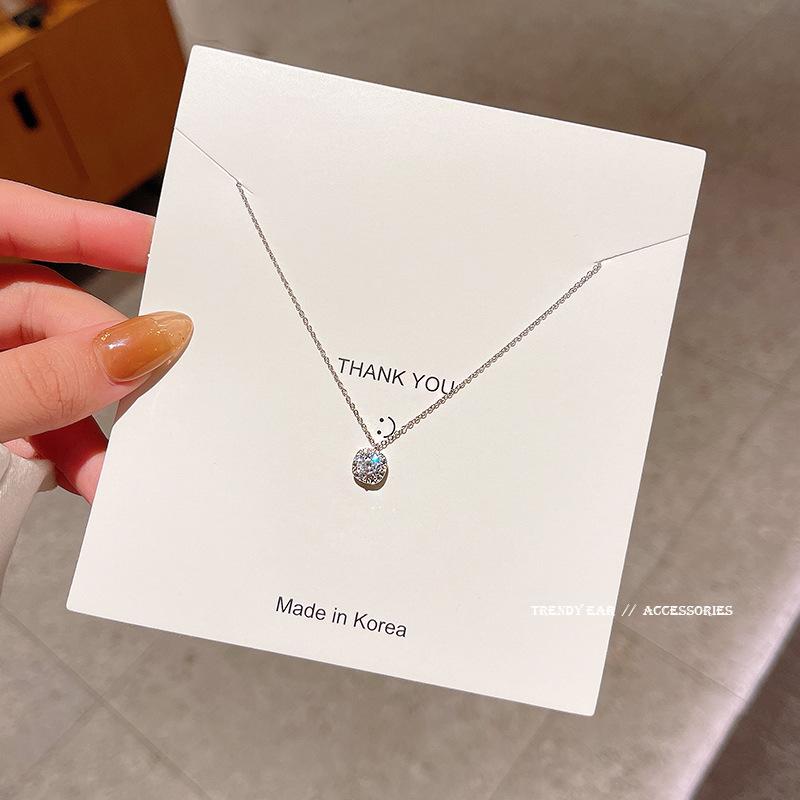 Light Luxury Niche Titanium Steel Necklace Women's Senior Design Sense Zircon Bow Clavicle Chain Neck Chain