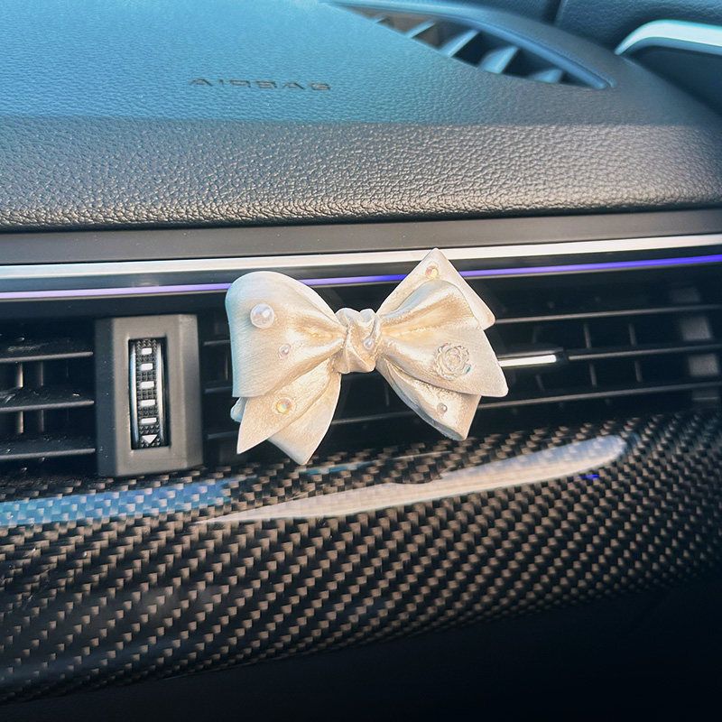 

Car Perfume Air Vent Decoration Bowknot Yarn Doll Long-Lasting Light Fragrance Diffuser Stone Women s Car Air Freshener Pearlescent White Bow (5ml Free Essential Oil)