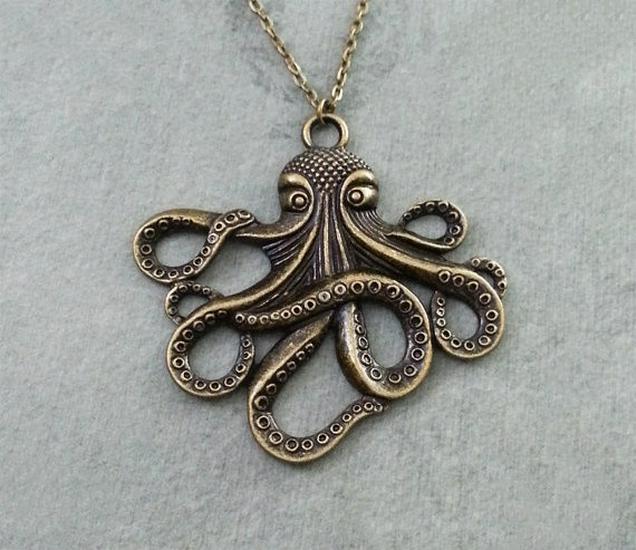 

Античная бронзовая подвеска-осьминог - Изысканный модный аксессуар