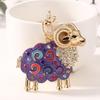 1 pièce Porte-clés Mouton Émail Strass Anneau de Clé en Métal Pendentif Animal Mignon Pour Sac Sac à Main Décoration de Clé de Voiture Cadeau