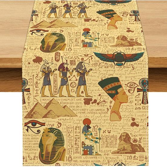 Egyptian Table Runner Ancient Egypt Theme Birthday Party Decoration Pharaoh Sphinx Pyramid Dining Room Home Kitchen Table Decor