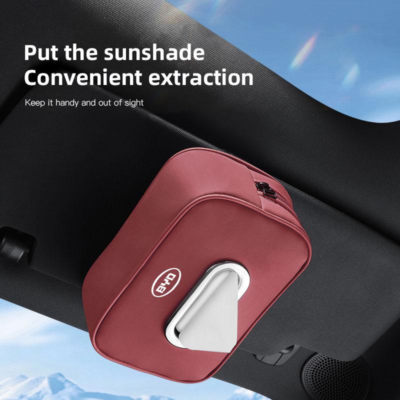 High-capacity Car Interior Tissue Box Kleenex Storage Bag Accessories For BYD Tang F3 E6 Atto3 Yuan Plus Song Max F0 G3 I3 Ea1