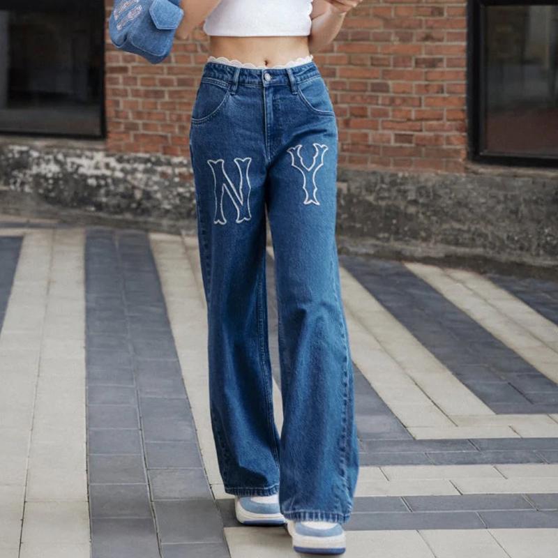 New MLB Denim Coopers Mega Jeans Women's Indigo 3FDPB0544-50INS