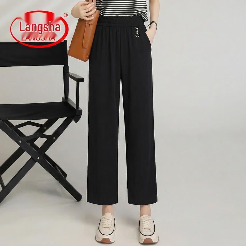 LangSha Women s Summer High-Waist Casual Cropped Pants 4XL