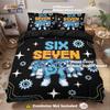 3 pezzi (1 Copripiumino e 2 Federe, Senza Imbottitura) Set Copripiumino con Numero Sei Sette e Motivo Robot. Adatto per Camere da letto, Hotel,