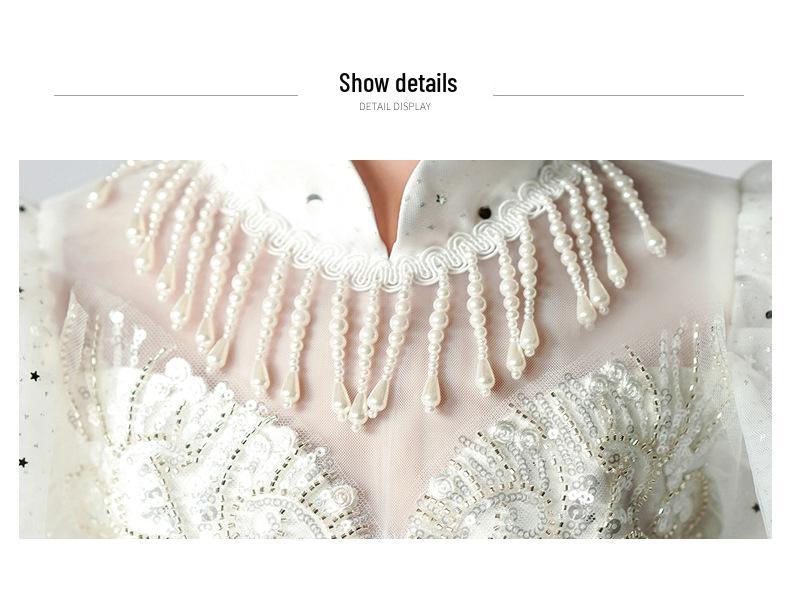 Girls' High-End Puffy Tulle Princess Dress - Chinese Style, Perfect for Weddings, Birthdays, or Performances