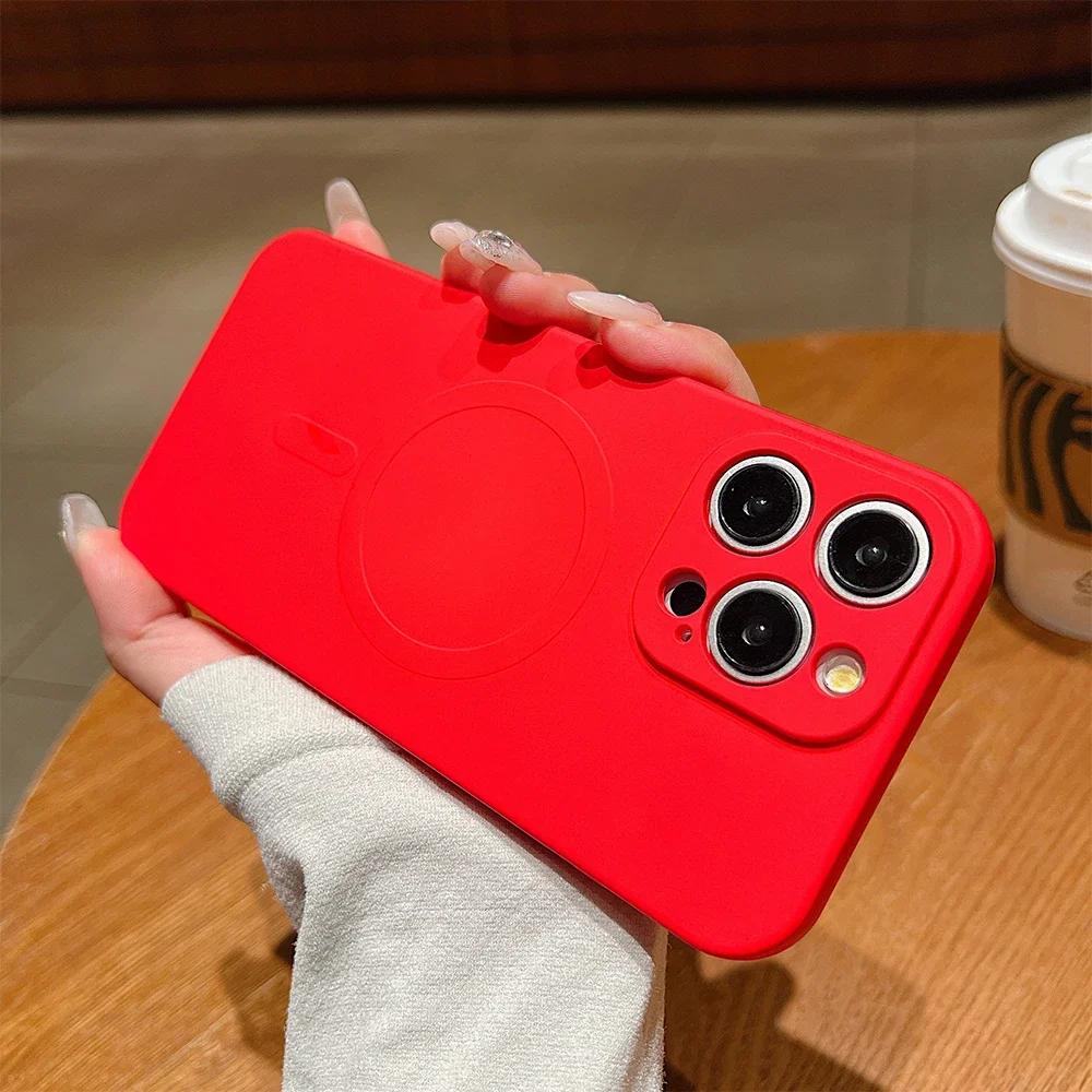 for Magsafe Magnetic Wireless Charging Case for iPhone 16 15 14 13 12 11 Pro Max Mini XR XS Soft TPU Liquid Silicone Back Cover