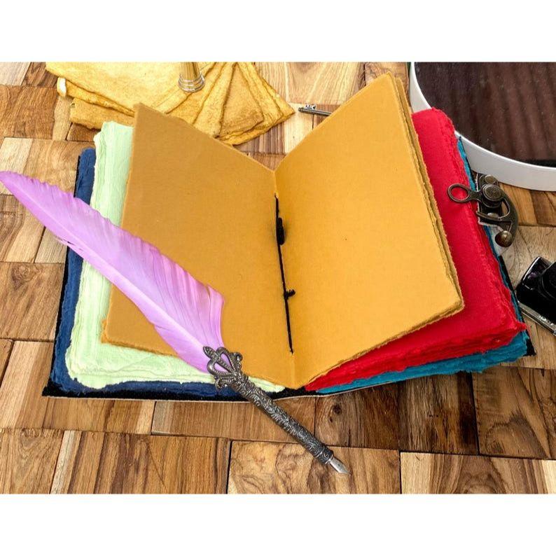 Sun & Moon Leather Grimoire Journal: Spell Book