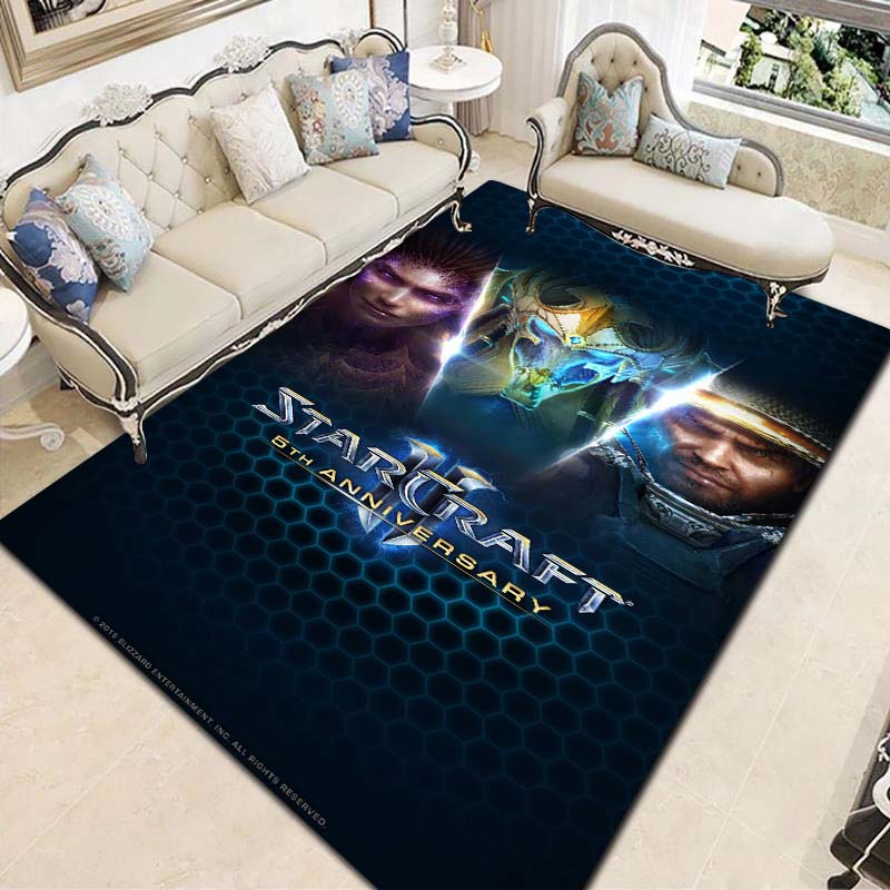 StarCraft Game Character Print Flannel Area Rug Non-Slip Floor Mat For Game Room Bedroom Living Room Indoor Home Decor Gift
