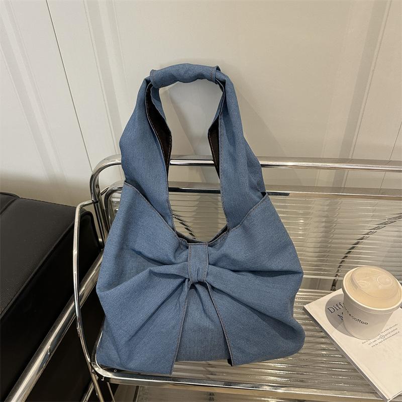2025 neue Mode einfache Denim Schulterhandtasche exquisite Schleife Nische Pendler Tragetasche
