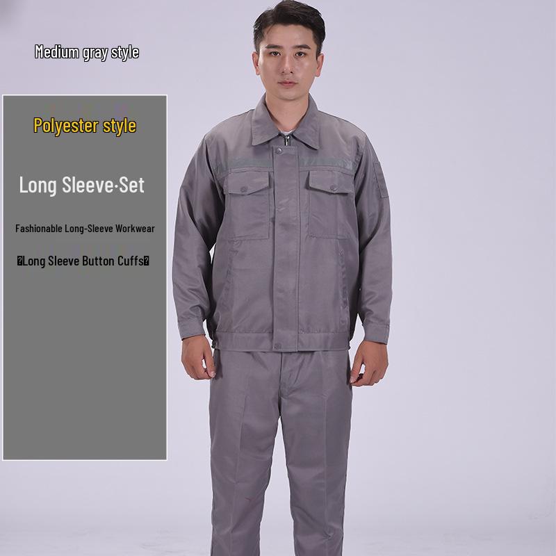 Men's Long Sleeve Workwear Set: Durable Labor Protection, Auto Repair & Site-Ready Uniform