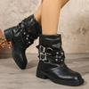 European and American punk style thick-soled thick-heeled trouser boots women's new retro short boots rivet knight fashion boots