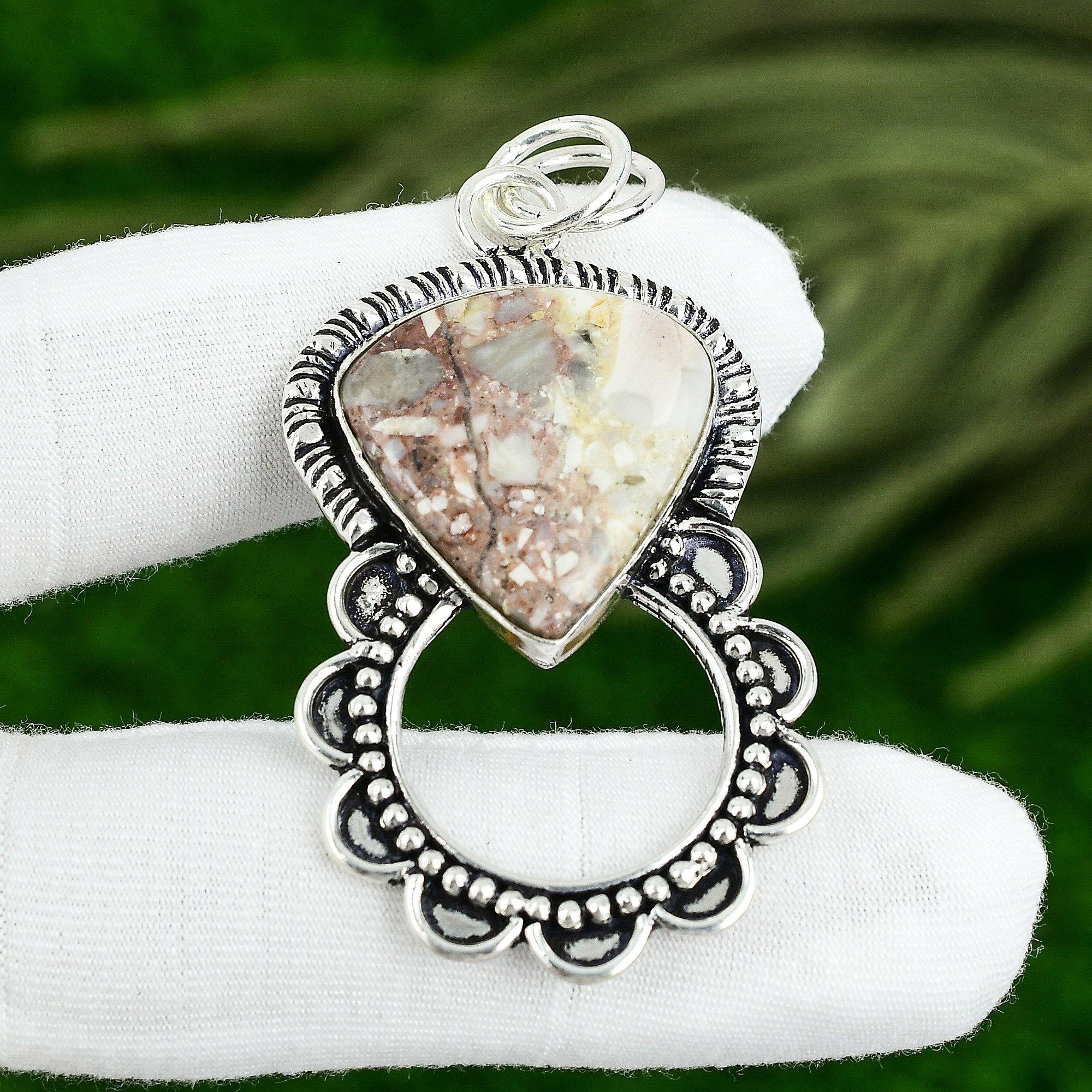 

Mothers day Sale 925 Silver Natural Red Brecciated Mookaite Elegant Wife Pendant