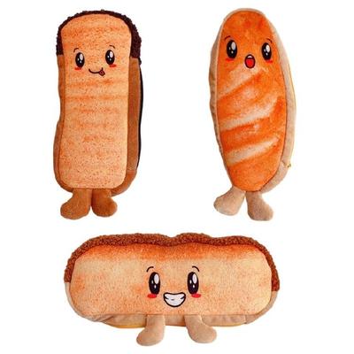 Lovely Toast Hot Dog Pencil Case Large Capacity Pen Bag Makeup Bag Creative Bread Pen Case School Office Supplies