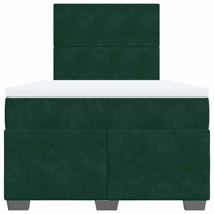 Cadre de lit avec matelas - 120x190 cm - Tête de lit réglable - Velours vert foncé - 2 places