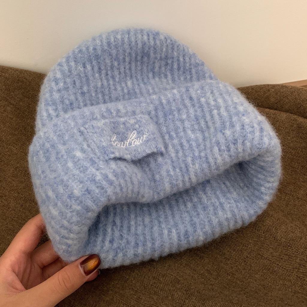 Wool Blend Letter Knitted Hat For Women Winter Cold Weather Warmth