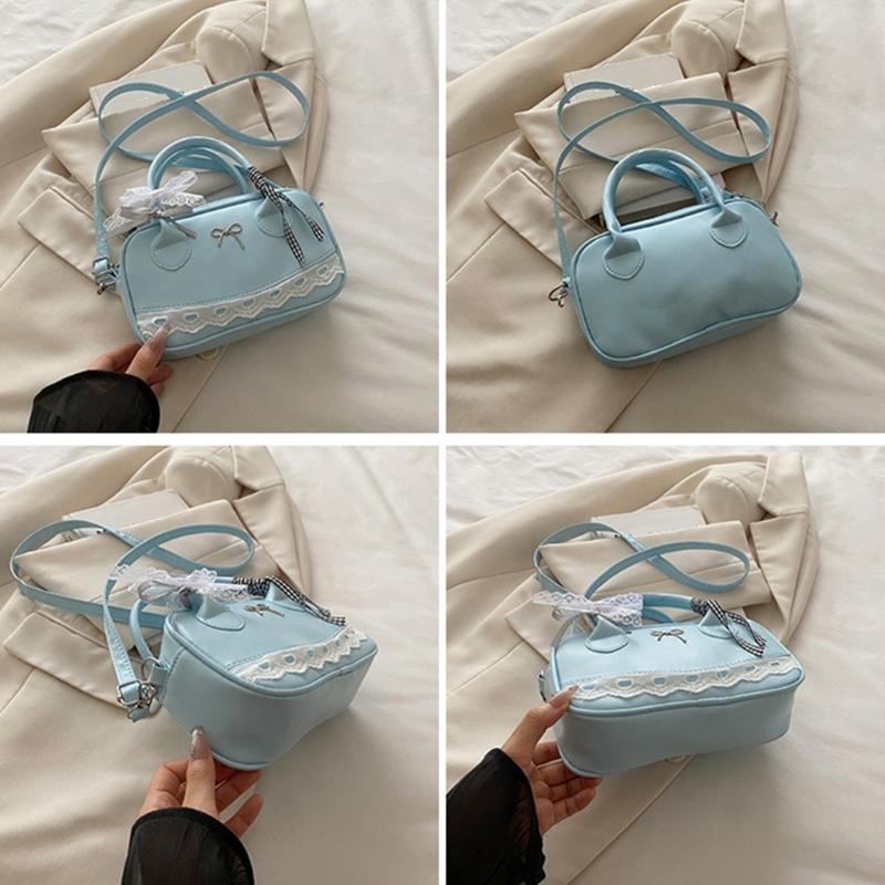 Leather Satchel Handbags for Women Toted Shoulder Bag Sweet Bows Crossbody Bag Purse Top Handle Bag with Removable Strap