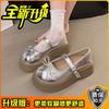 Bow women Mary Jane single shoes spring and summer new sweet buckle high-end leather shoes heightened and thin women's shoes