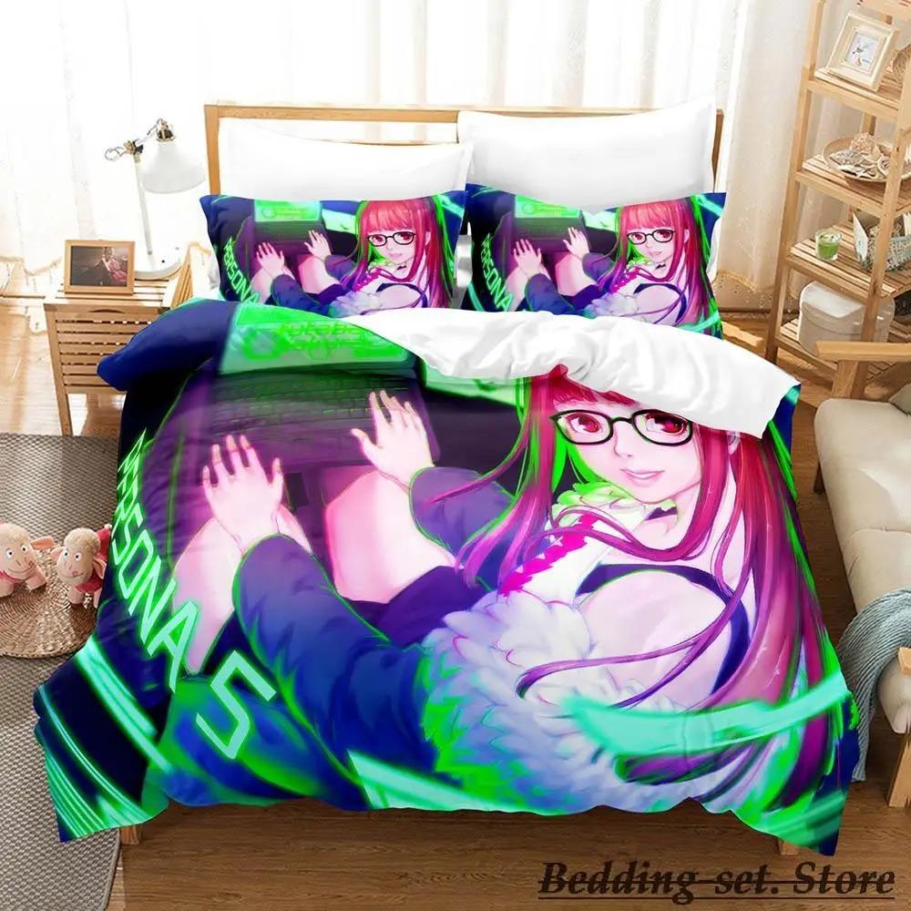 

Game Persona 5 Bedding Set Cartoon Anime three-piece set Adult Kid Bedroom Duvetcover Sets 3D Kawaii lit 2 personnes AU Queen 210x210cm