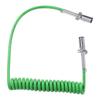 15FT 7 Way Coiled Trailer Cord Long Tail ABS Power Line Green Heavy Duty Power Wire for Semi Trucks Tractors