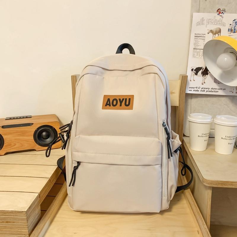 Large Capacity Student Schoolbag Male Solid Color Backpack