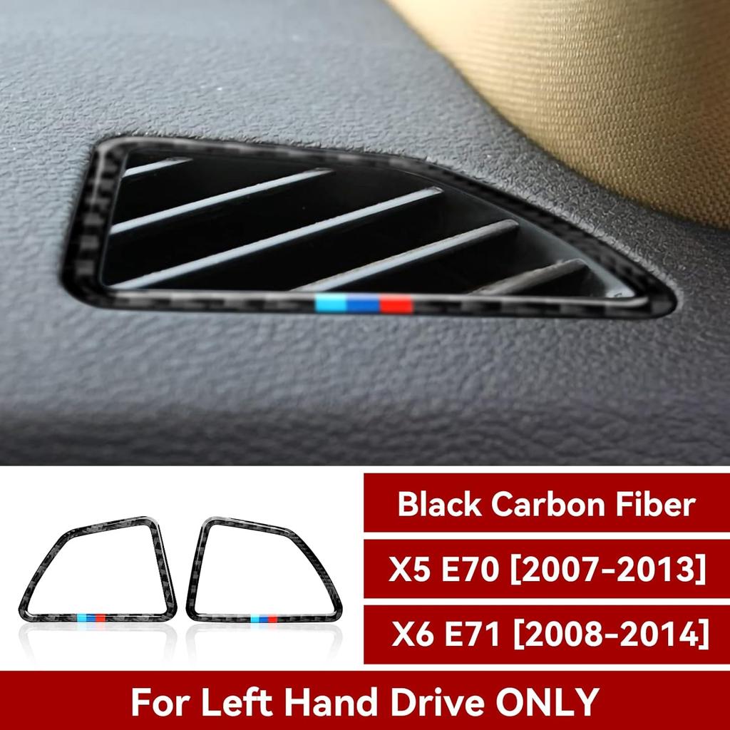 2PCS Car Air Vent Cover Sticker Carbon Fiber Trim Decal Fits for BMW X5 E70 X6 E71 2007 2008 2009 2010 2011 2012 2013 2014 Accessories