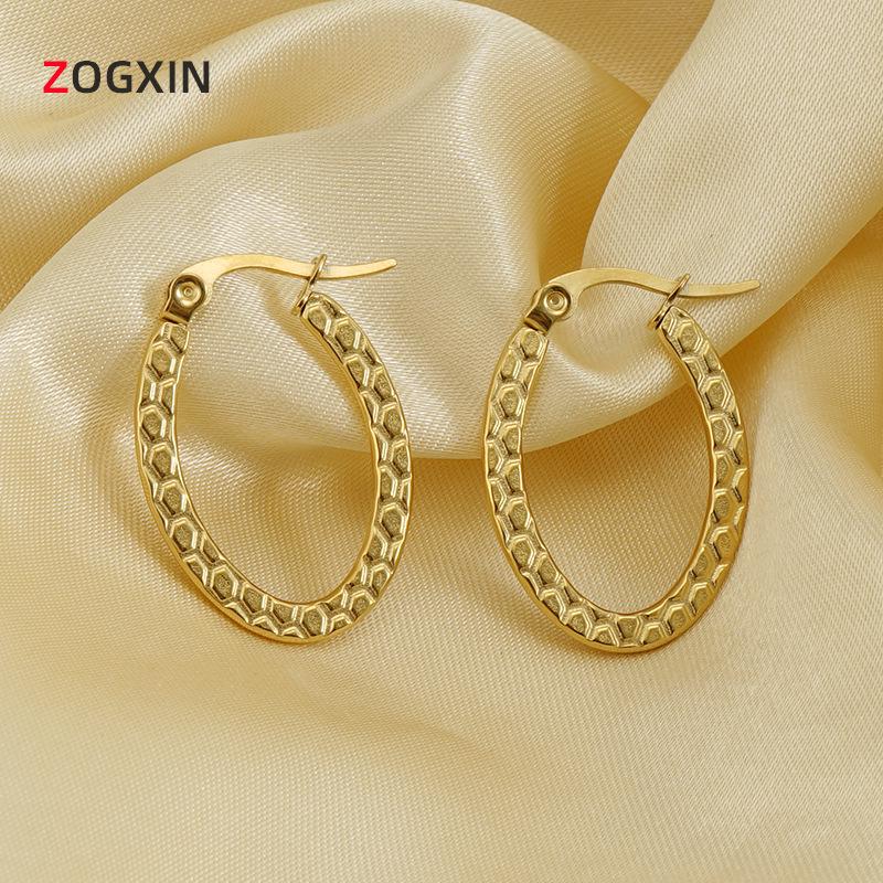 

18K Gold Minimalist Stainless Steel Oval Earrings for Women золотой