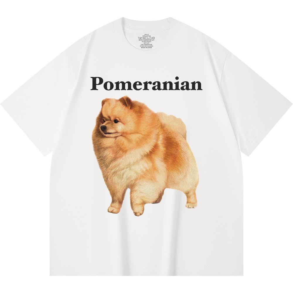 230GSM 100% bavlněné tričko s potiskem pomeraniana, vtipná trička ve stylu Harajuku, tričko z česané bavlny