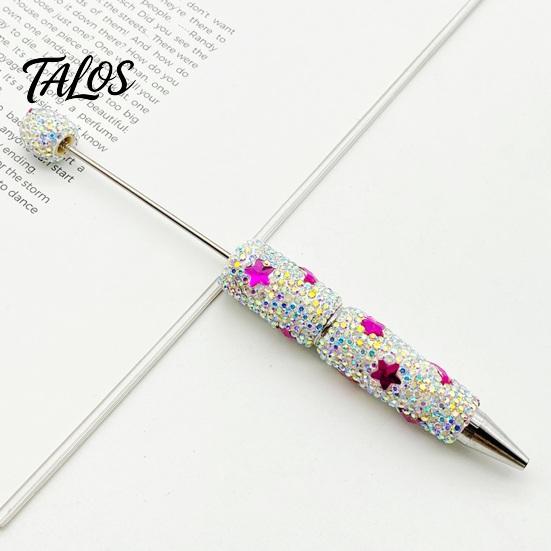 Comfortable Grip Beaded Pens Glitter Beadable Ballpoint Pen, Sparkly Rhinestone Star Moon Plastic DIY Handmade Gel Ink Pen for School Projects, Crafts