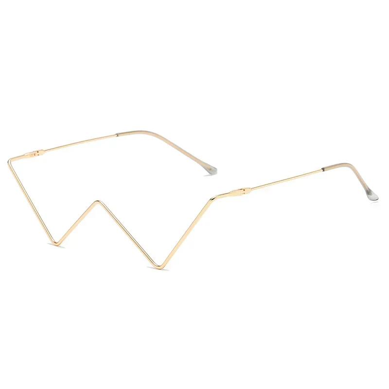 

Personality No Lens Glasses Women Stylish Classic Metal Studded Rhinestones Frame Female W Shaped Glasses Ladies Eye Wear W34141WW-