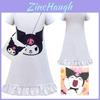 Vestido Infantil Kurumi Estilo Europeu e Americano Cor Branca Poliéster Tecido de Seda de Leite