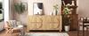Credenza a Quattro Ante con Aspetto a Rilievo Circolare, Armadio contenitore con Ripiani Regolabili, Mobile da Corridoio Effetto Legno