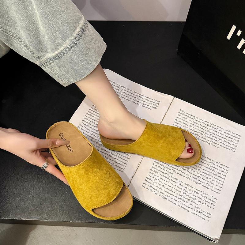 Mori Retro Thick-soled Boken Slippers Women's 2025 New Lazy One-pedal Fashionable Versatile One-word Cool Slippers