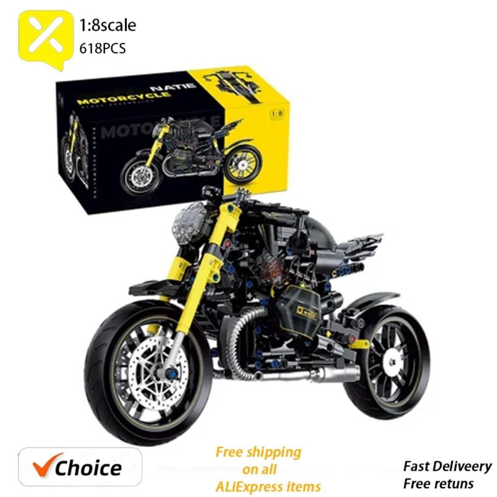 586Pcs Classic Motorbike Building Blocks Set Adults Cool Moto Road Racer Bricks Model Christmas Gifts Toys for Kid Boys Children