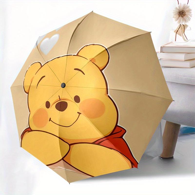 Disney Pooh Bear,Hearts Automatic Opening and Closing Umbrella - Suitable for All Occasion and Business Umbrella, Unisex Portable Tri-fold S