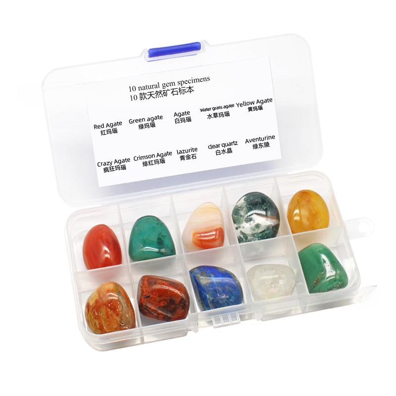 Natural Raw Stone Crystal Specimen Box Irregular Quartz Spiritual Healing Ornament Children Teaching Tool Gift