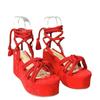 Fashion Platform Wedge Strappy Sandals Women Fashion Round Toe Cross Tied Height Increase Open Toe Women Sandals 2024