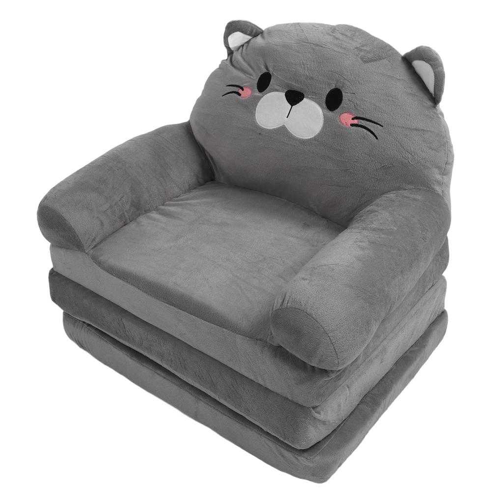 Kids Couch Toddler Chair Plush Cute Cat Fold Out Floor Seating Cushion Armrest Sofa Bed for Napping
